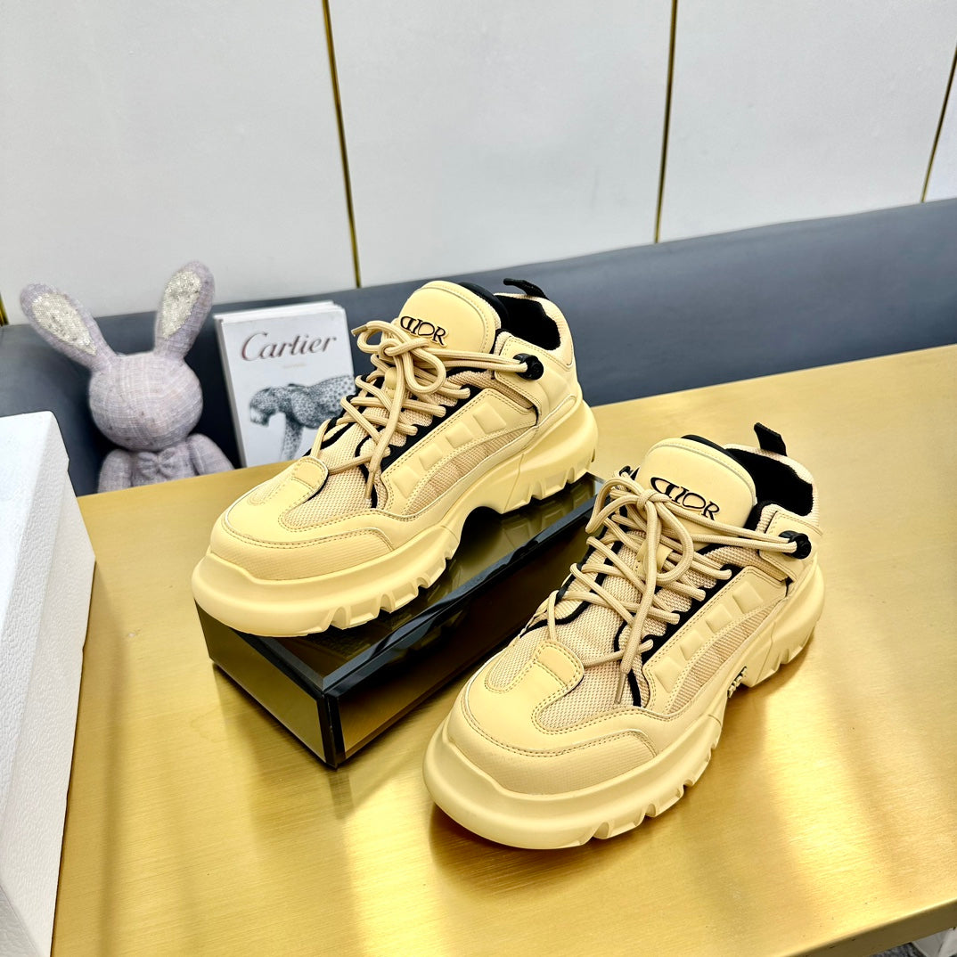 CD Sneaker 50mm In Light Yellow Cowhide And Mesh Fabric 111471