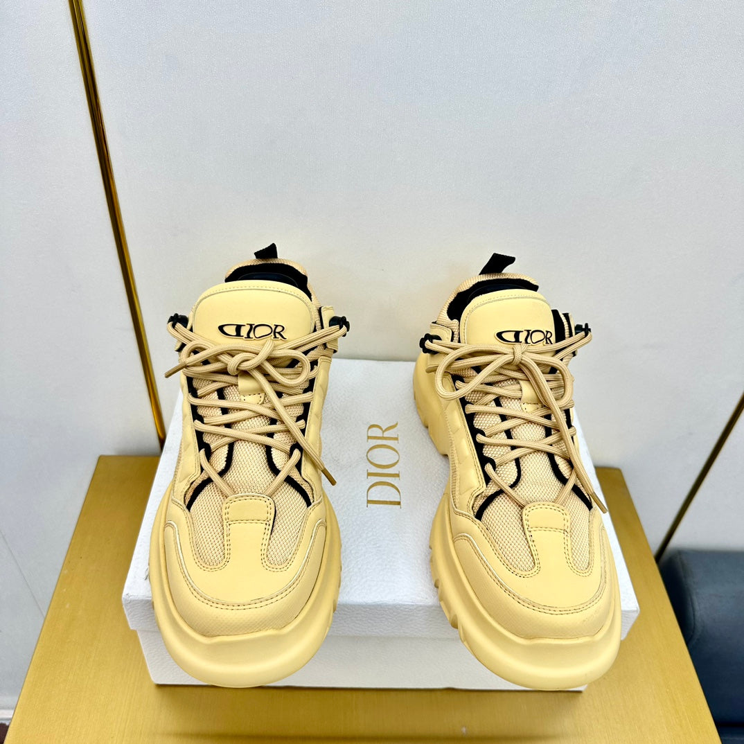 CD Sneaker 50mm In Light Yellow Cowhide And Mesh Fabric 111471
