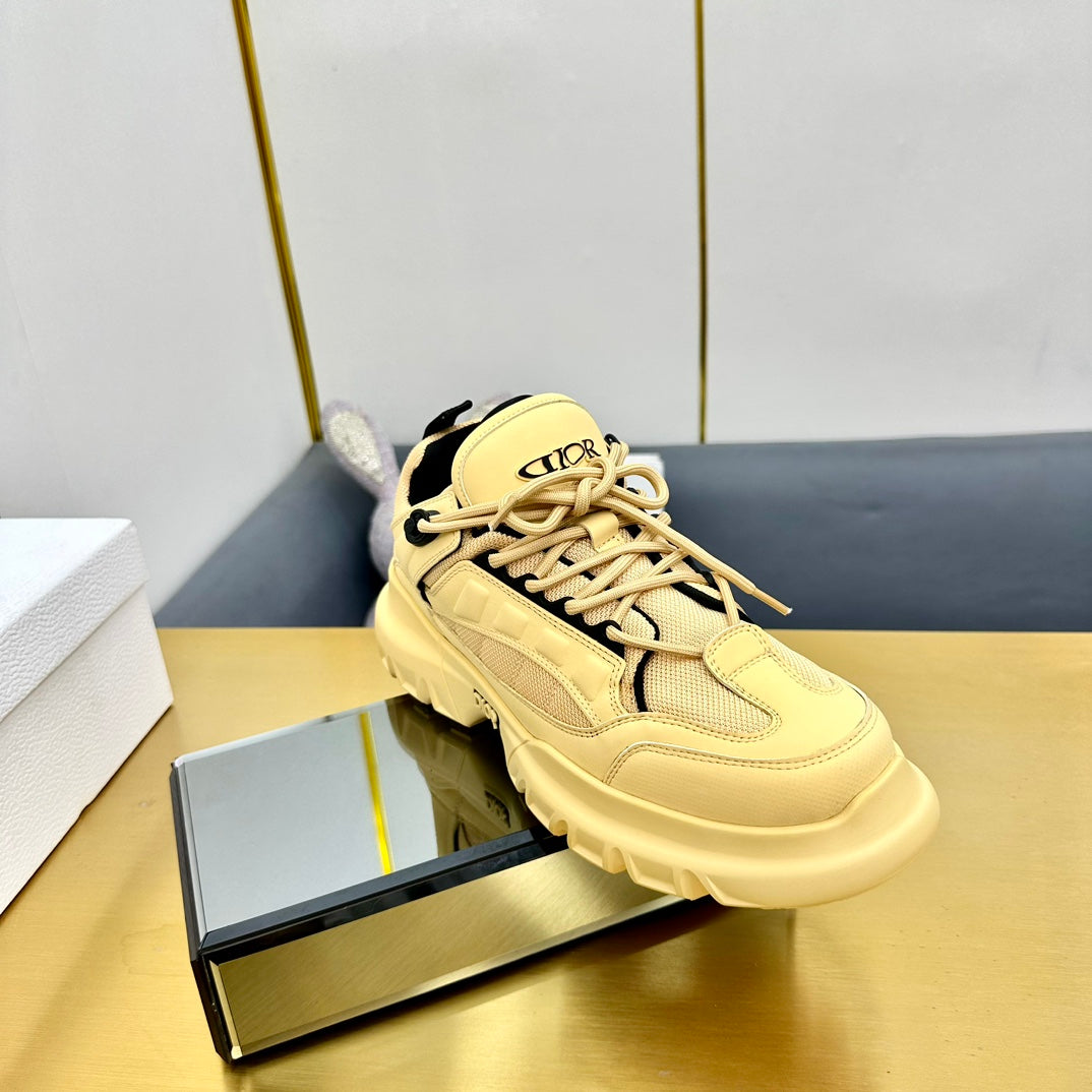 CD Sneaker 50mm In Light Yellow Cowhide And Mesh Fabric 111471