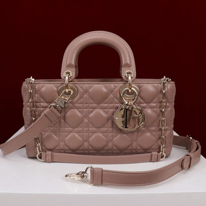 medium lady d-joy 26 chocolate lambskin