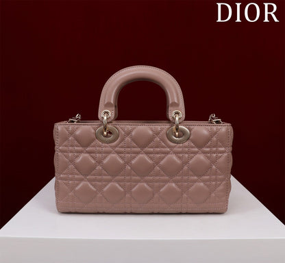 medium lady d-joy 26 chocolate lambskin