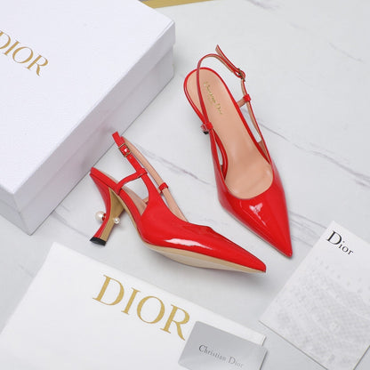 CD Tribales Slingback Pump Glossy Red Orange Cowhide