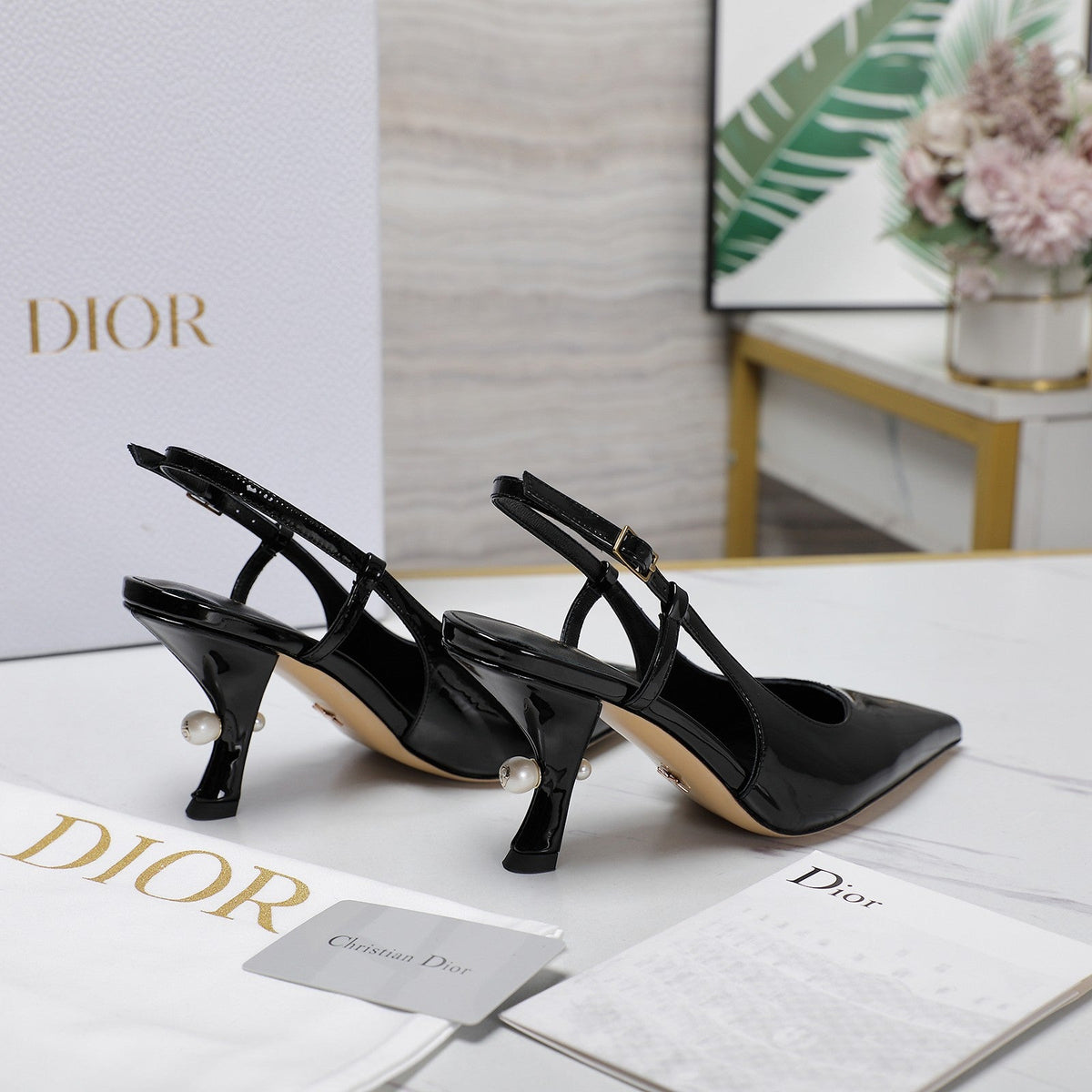 CD Tribales Slingback Pump Glossy Black Cowhide