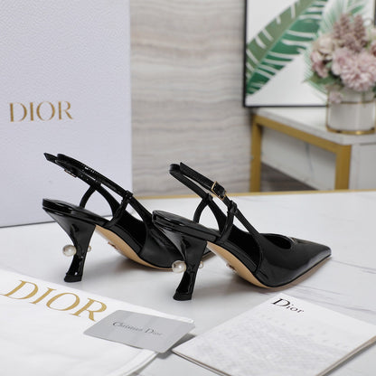 CD Tribales Slingback Pump Glossy Black Cowhide