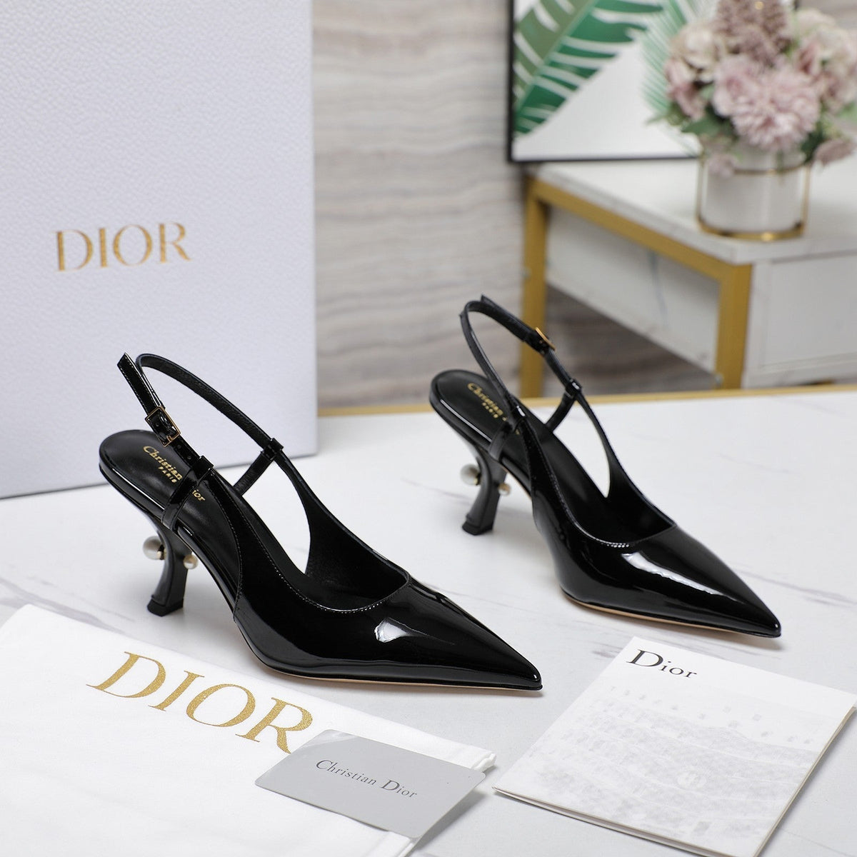 CD Tribales Slingback Pump Glossy Black Cowhide