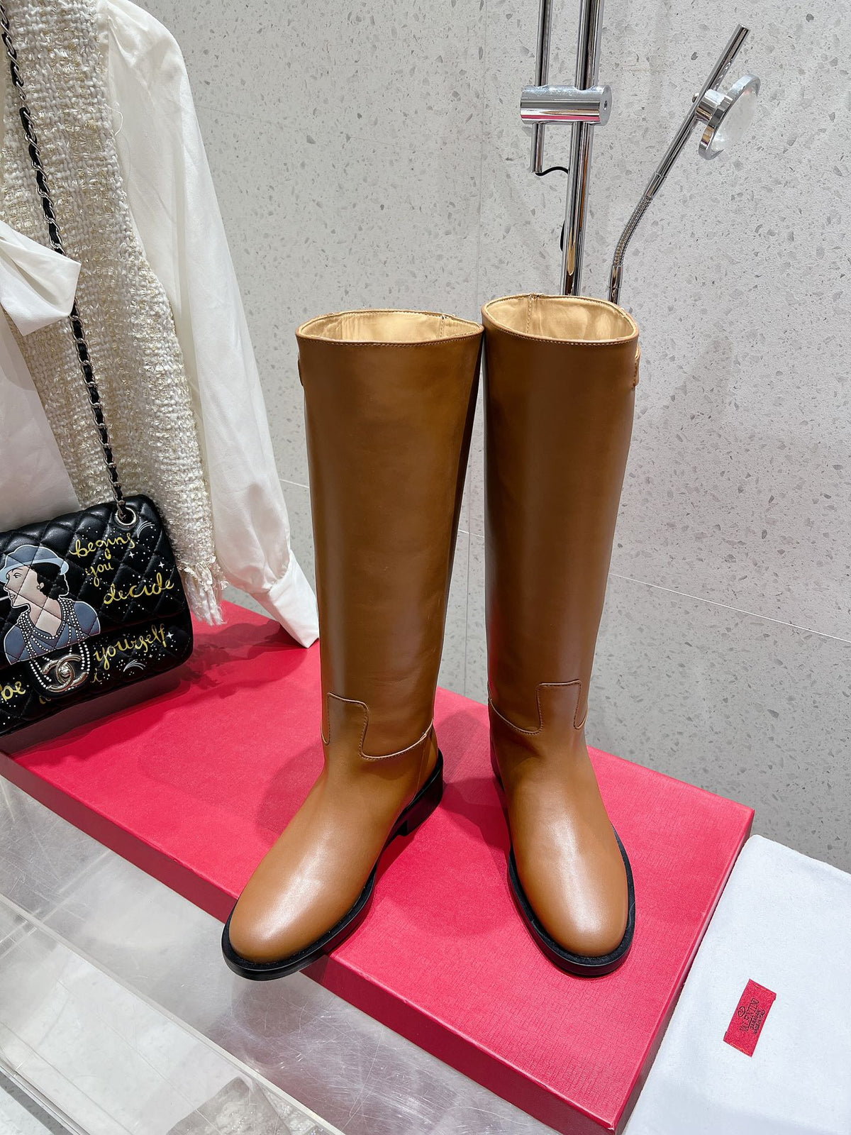 Valentino 2025 Garavani VLogo Boot Brown Calfskin 554161