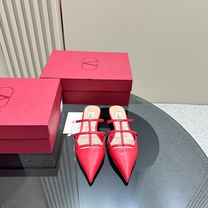 Valentino Rockstud Wispy Cherry Red Calfskin Mule 20mm