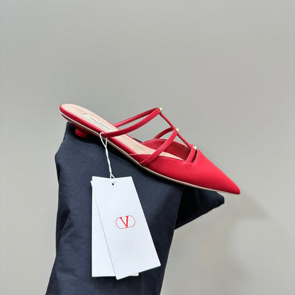 Valentino Rockstud Wispy Cherry Red Calfskin Mule 20mm