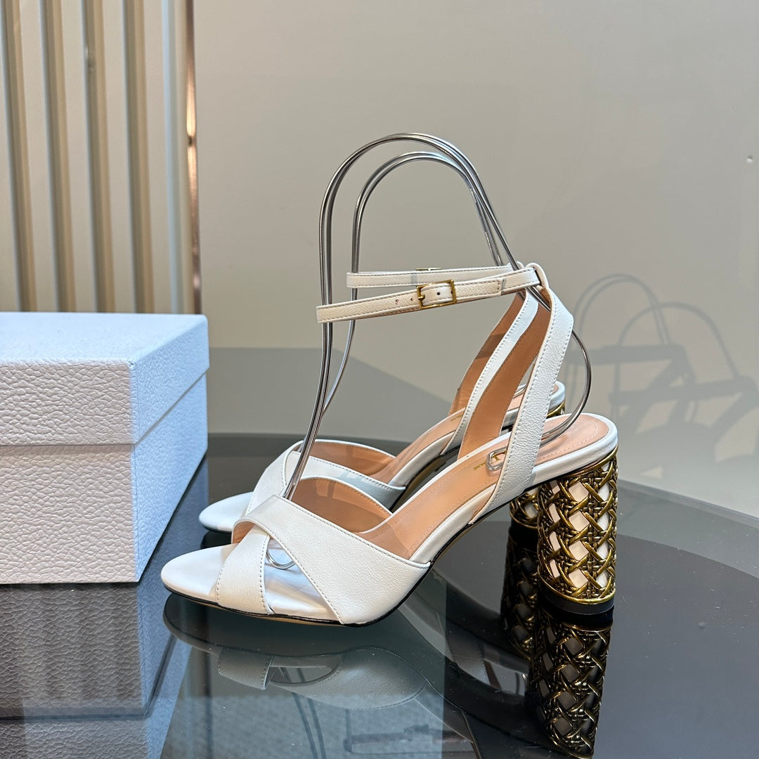 CD Icon Heeled Sandal 95mm White Calfskin