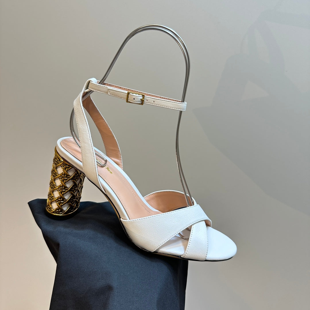 CD Icon Heeled Sandal 95mm White Calfskin