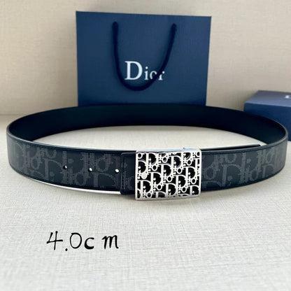 Dior 2026 Oblique Plaque Buckle Belt 40mm Leather
