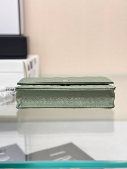 WOC 19CM GREEN CAVIAR SILVER HARDWARE