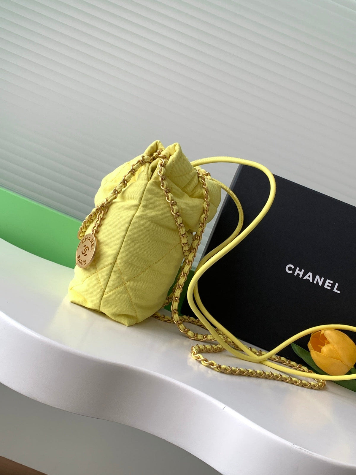 Chanel 25 Hobo Bag 20cm Yellow Canvas 324801
