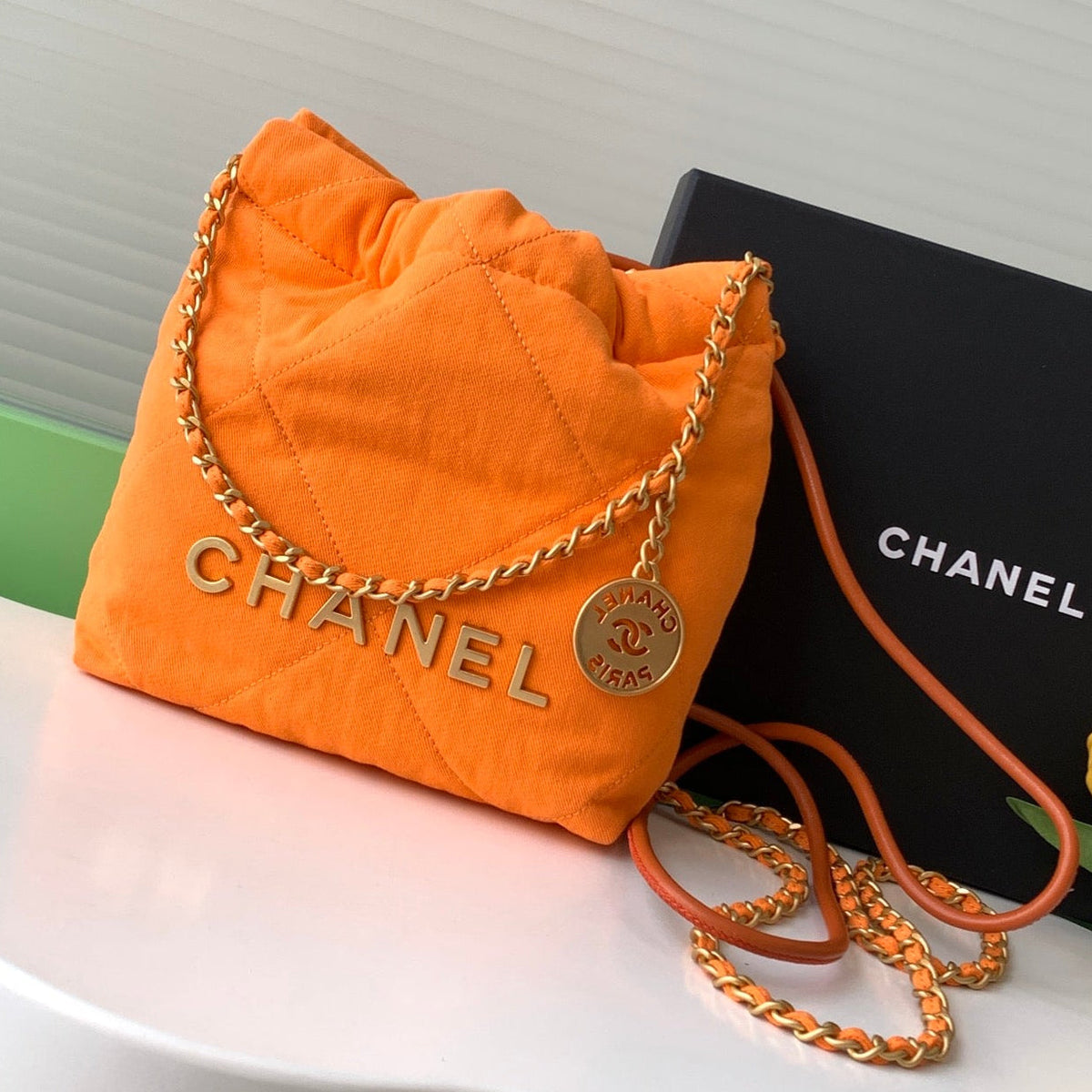 Chanel 25 Hobo Bag 20cm Orange Canvas 324802