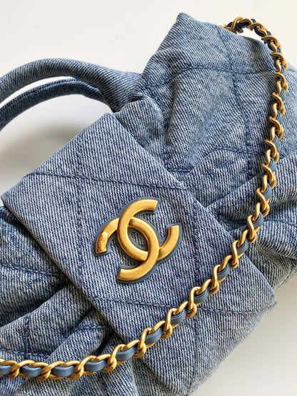 CC 25K Mini Bow Bag 26cm Blue Denim