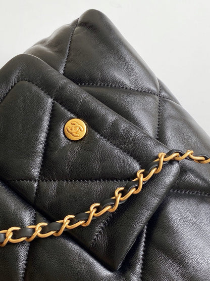 Chanel 25K Bag 38cm Black Gold Sheepskin 293989