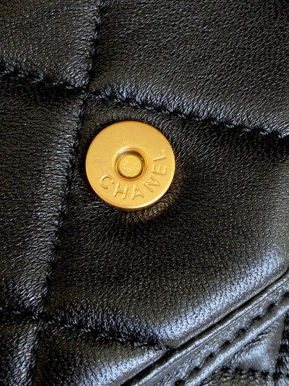 Chanel 25K Bowling Bag Black Gold Sheepskin 294981