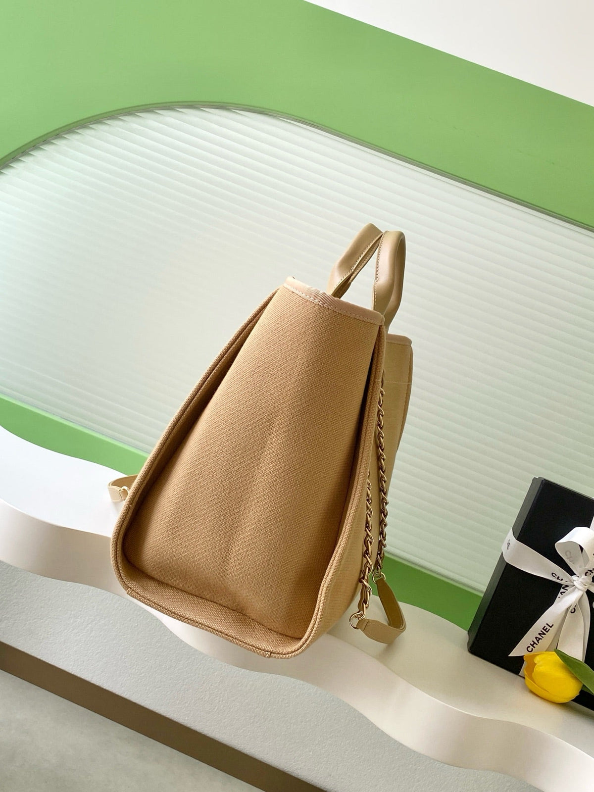 CC 2025 Deauville Tote Bag Beige Canvas