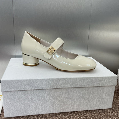 CD Miss Dior Pump 35mm Glossy White Lambskin