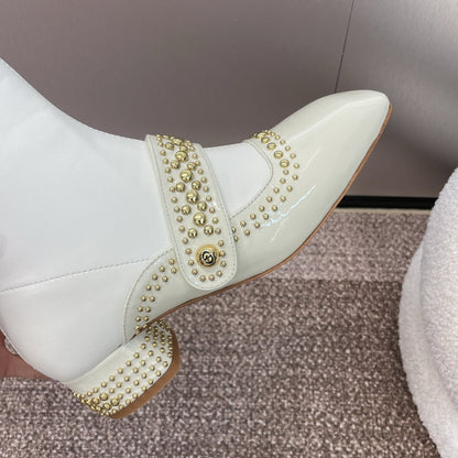 CD Ankle knight boots white gold patent leather 433113