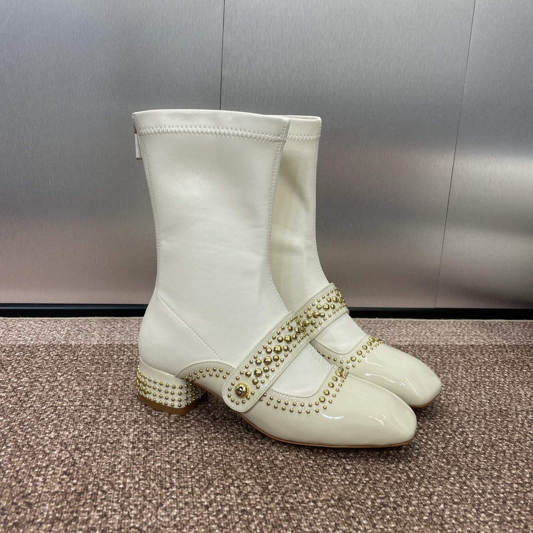 CD Ankle knight boots white gold patent leather 433113