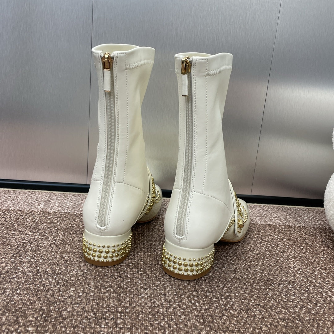 CD Ankle knight boots white gold patent leather 433113