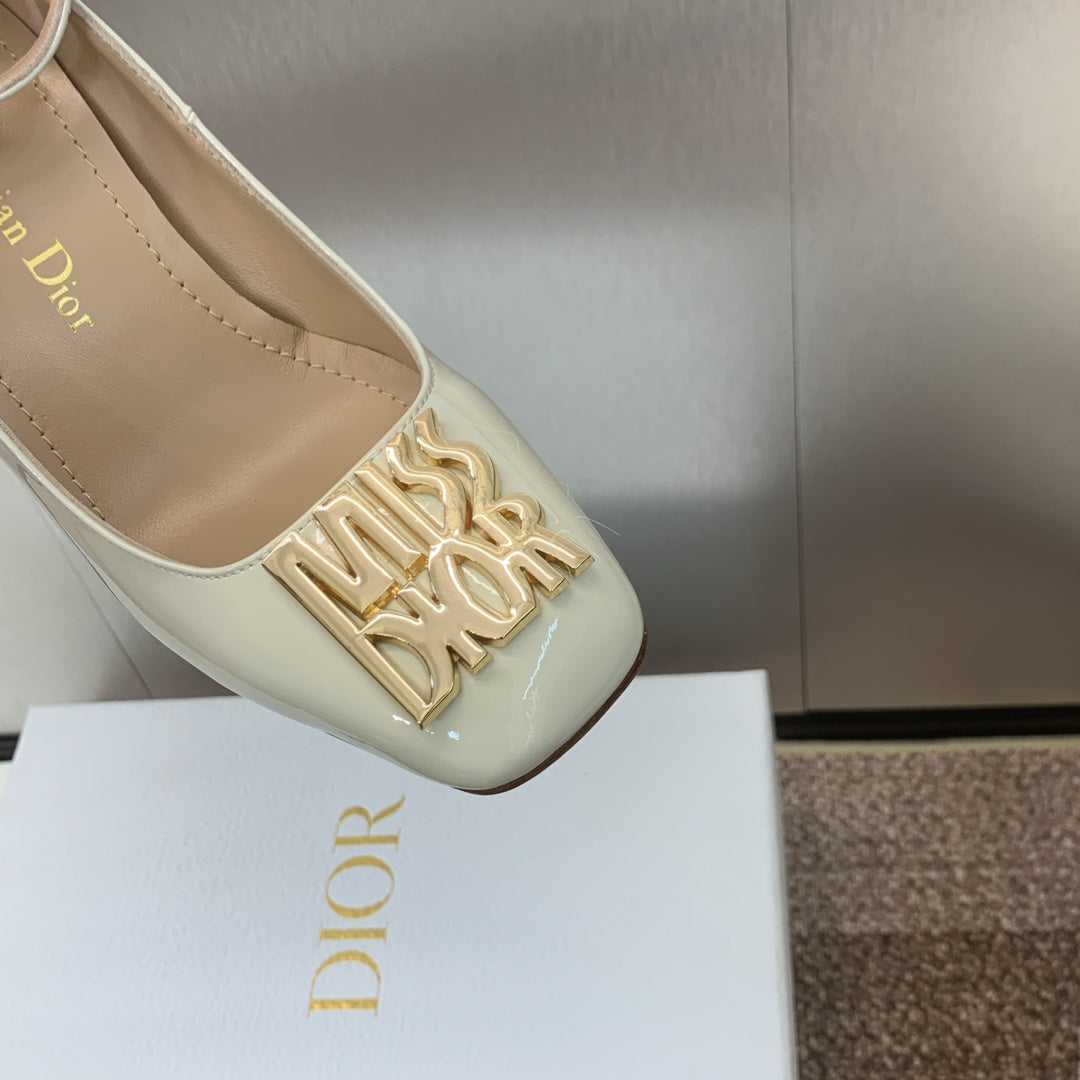 CD Miss Dior Pump 85mm Glossy White Cowhide
