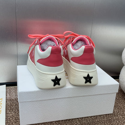 CD Star Platform Sneaker 35mm Coral Pink Calfskin