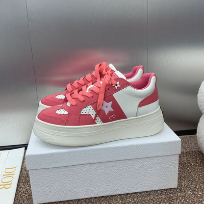CD Star Platform Sneaker 35mm Coral Pink Calfskin