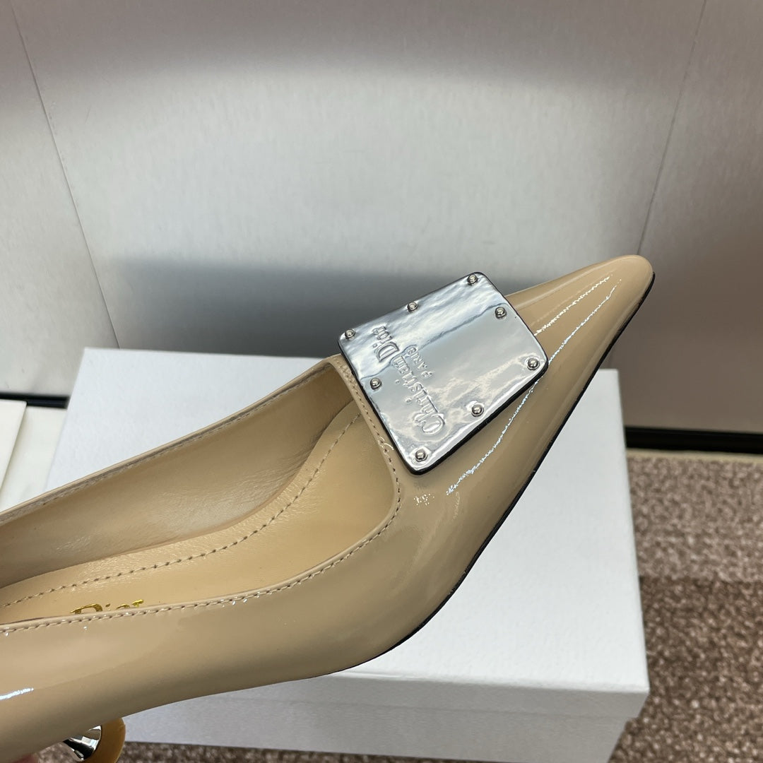 CD Pumps 65mm Glossy Beige Cowhide