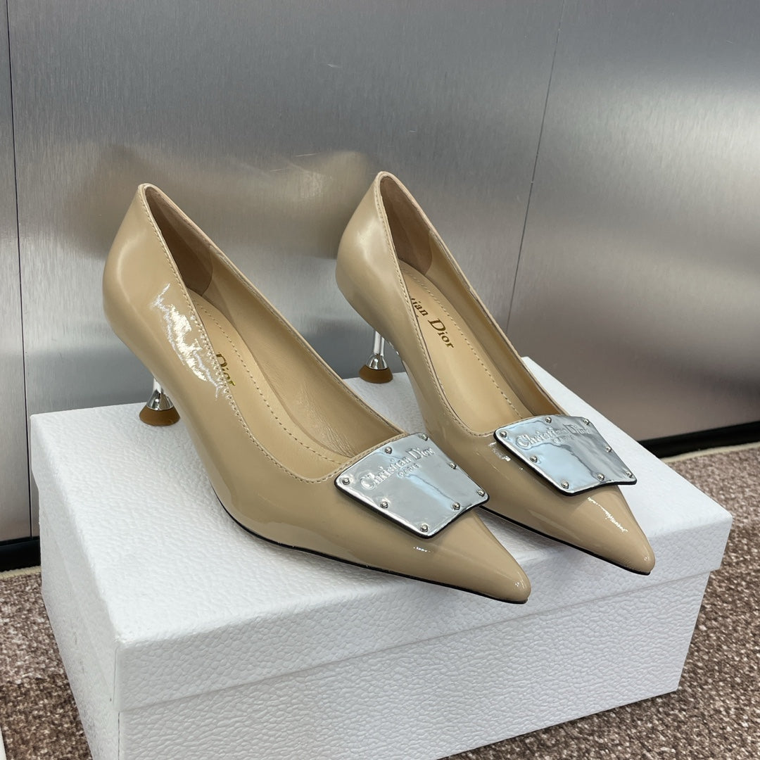 CD Pumps 65mm Glossy Beige Cowhide