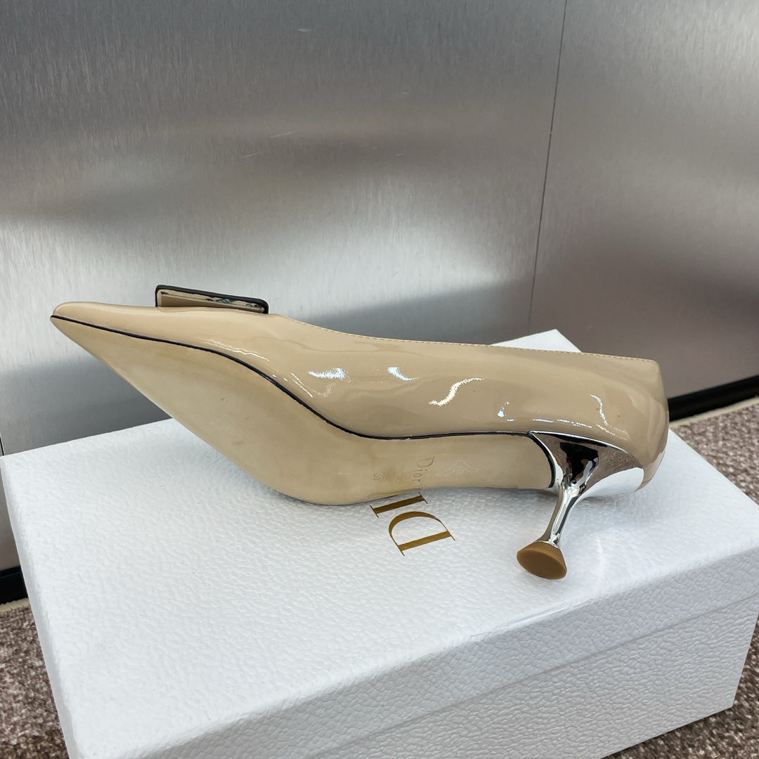 CD Pumps 65mm Glossy Beige Cowhide