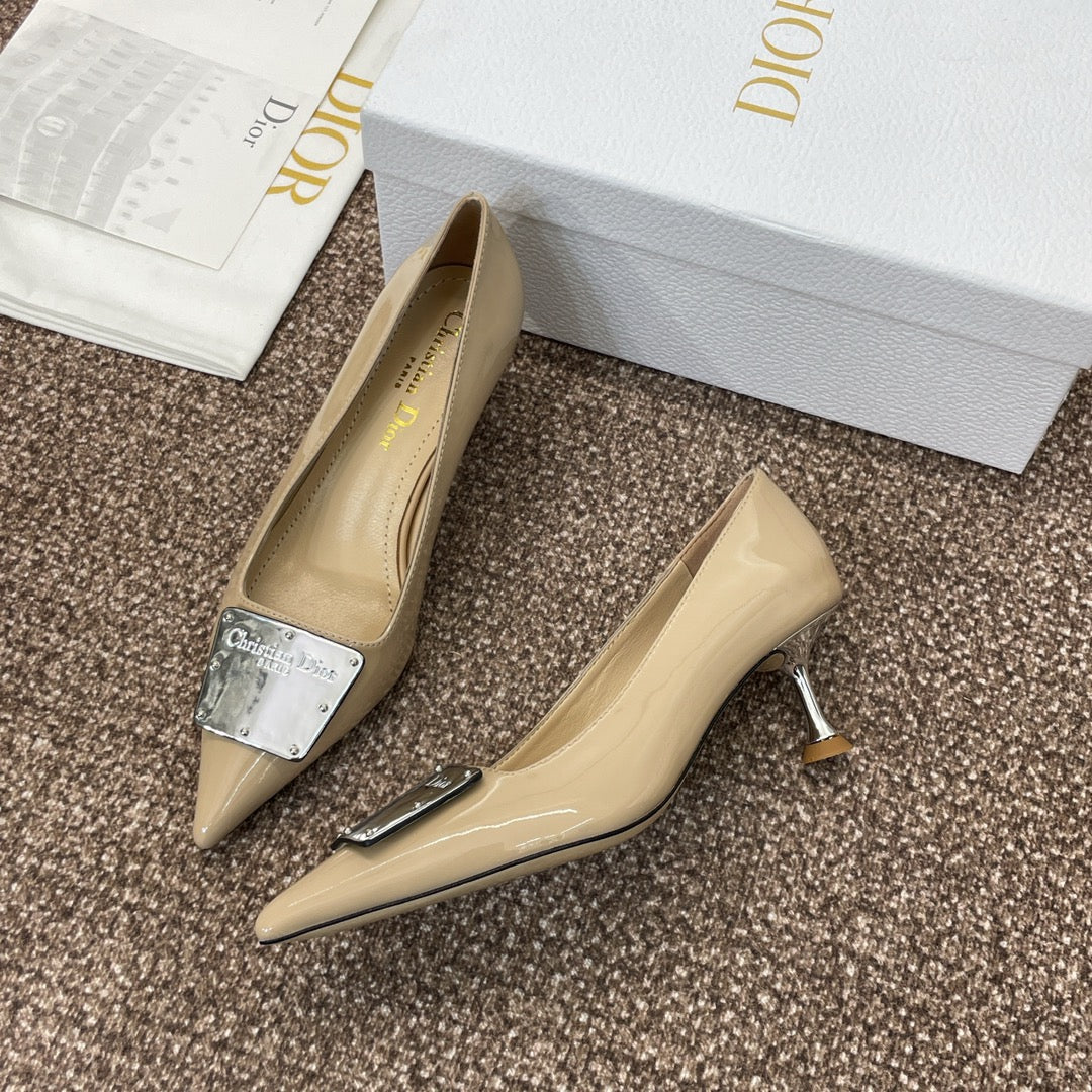 CD Pumps 65mm Glossy Beige Cowhide