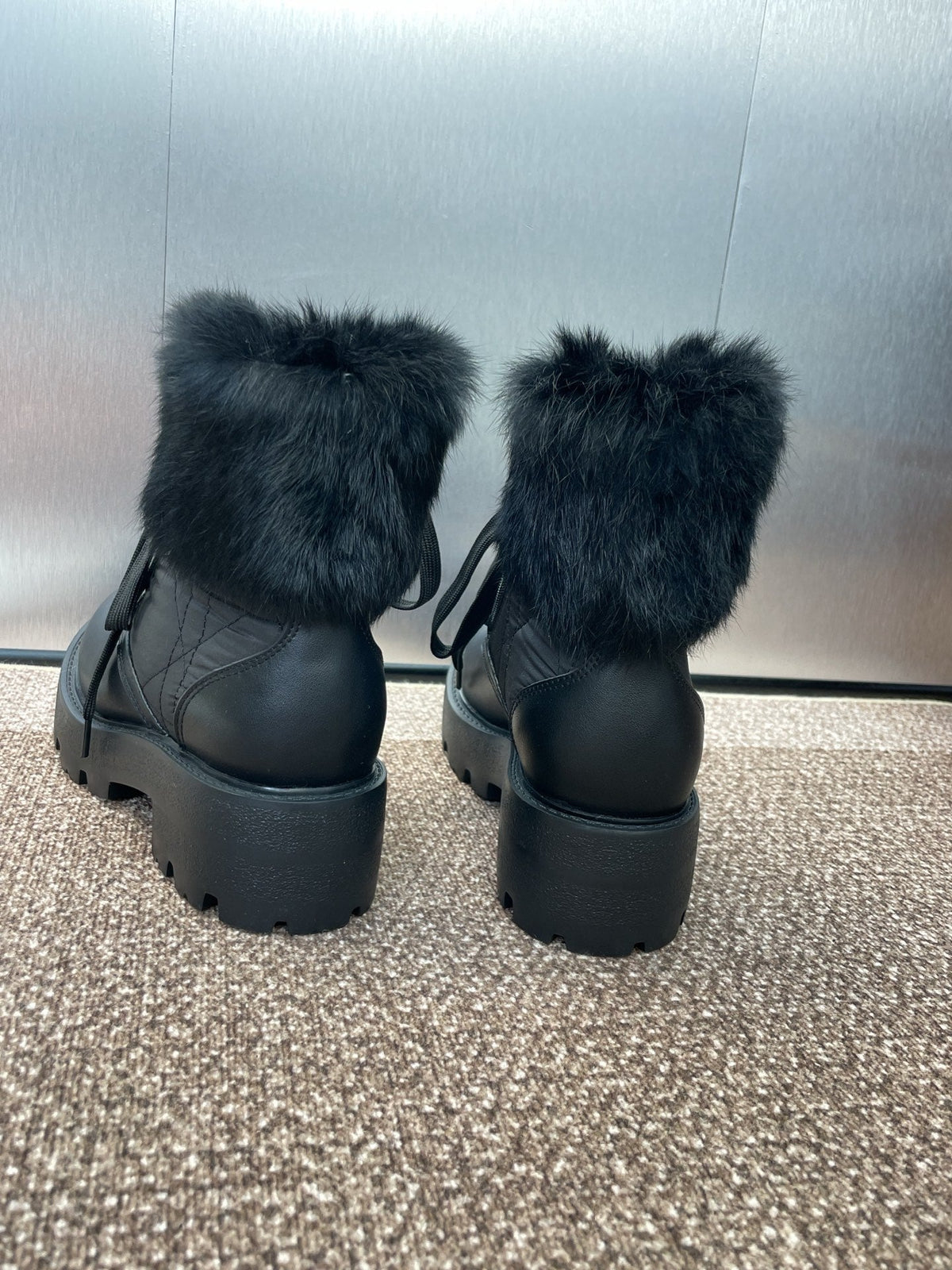 CD ankle boots black leather mix wool 433137