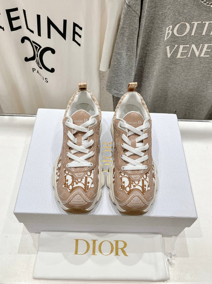 CD Vibe Sneaker Beige Brown Polyester Mesh Fabric And Cowhide