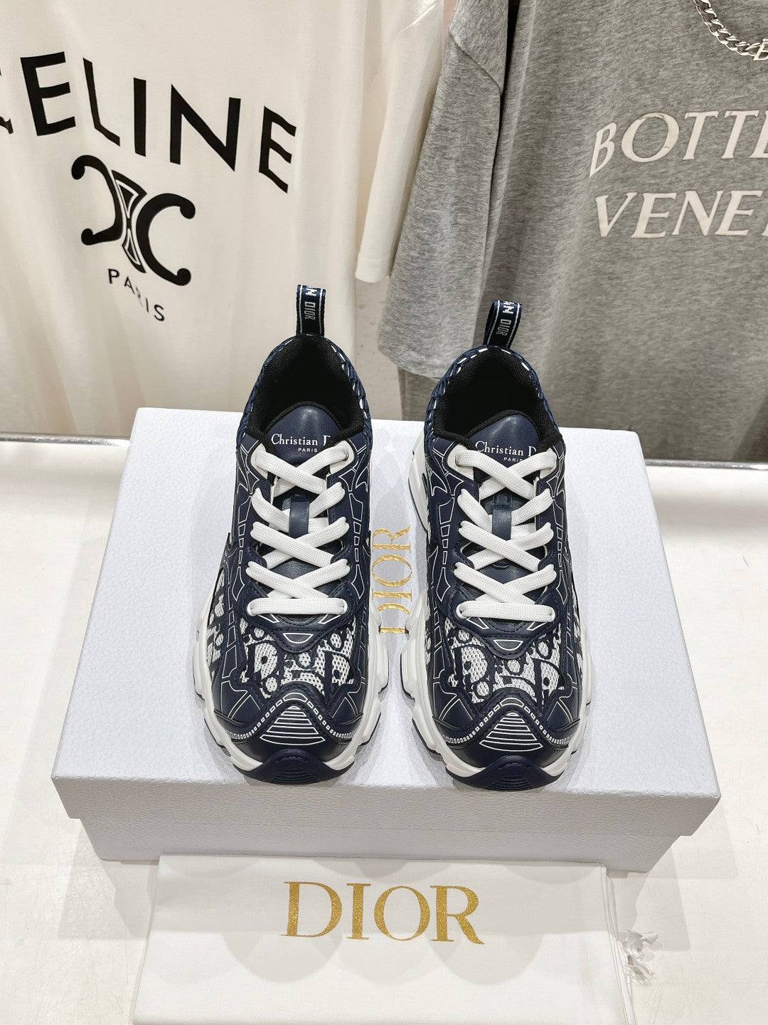 CD Vibe Sneaker Charcoal Blue Polyester Mesh Fabric And Cowhide