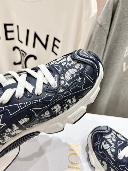CD Vibe Sneaker Charcoal Blue Polyester Mesh Fabric And Cowhide