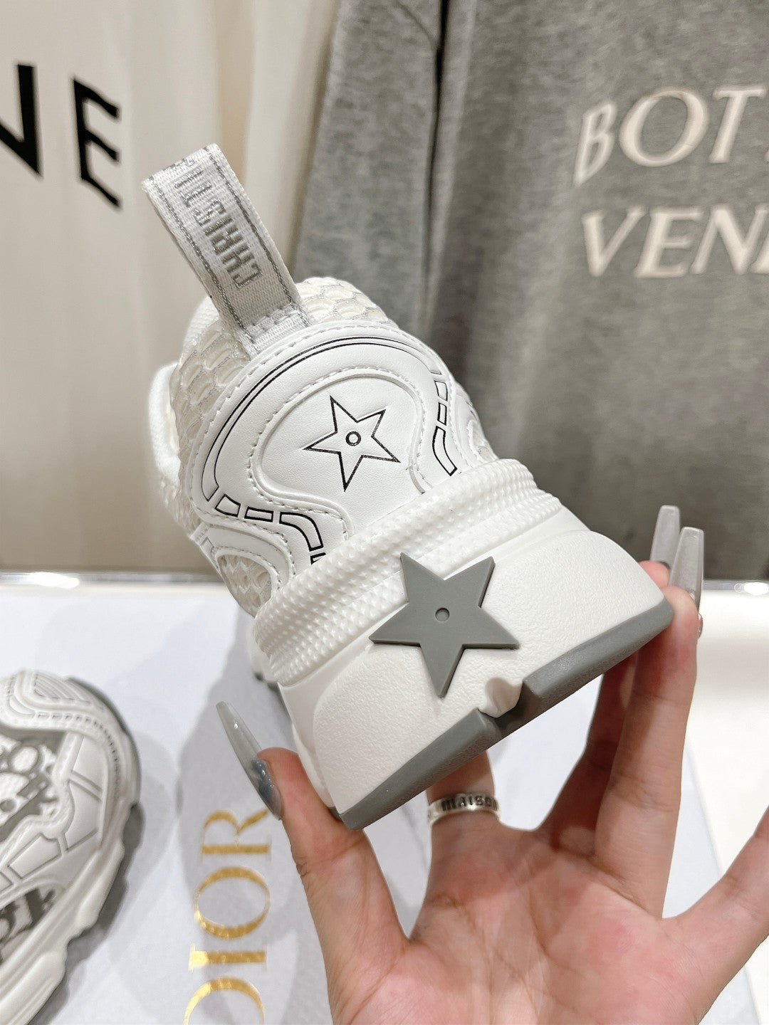 CD Vibe Sneaker White Grey Polyester Mesh Fabric And Cowhide