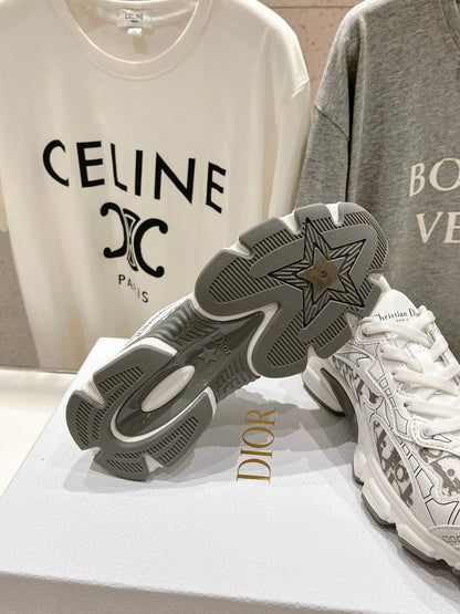 CD Vibe Sneaker White Grey Polyester Mesh Fabric And Cowhide