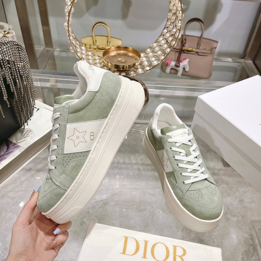 cd star sneaker white calfskin light green suede
