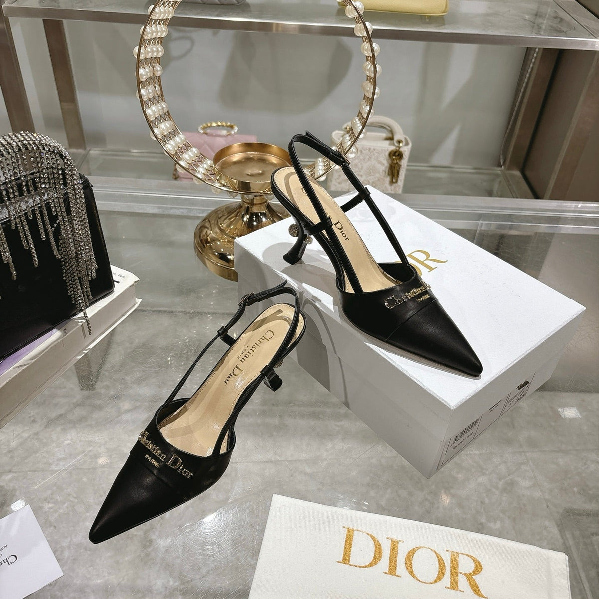 CD 25 Slingback Heel Black Leather 306927