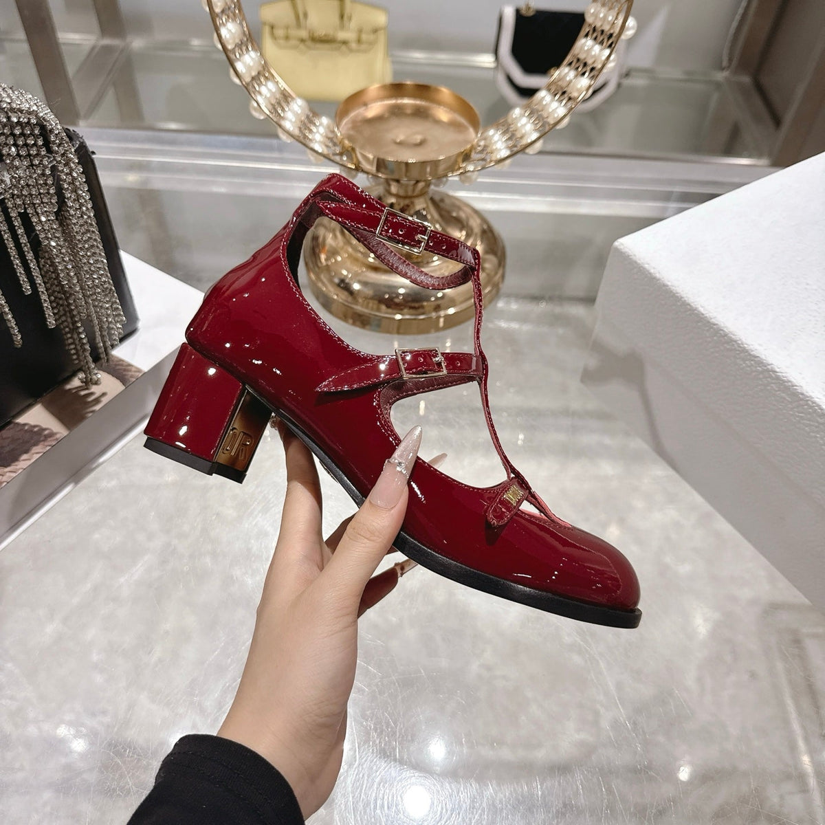 CD 26 Heel Mary Jane 40 Dark Red Patent Leather 592223