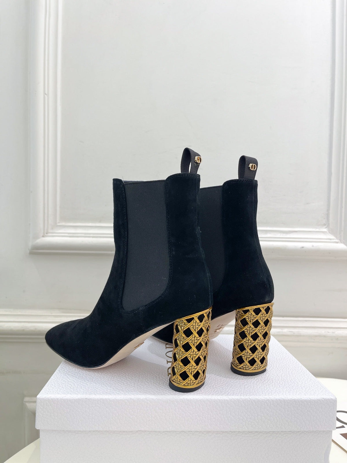 CD Icon Heeled Ankle Boot 80mm Black Suede