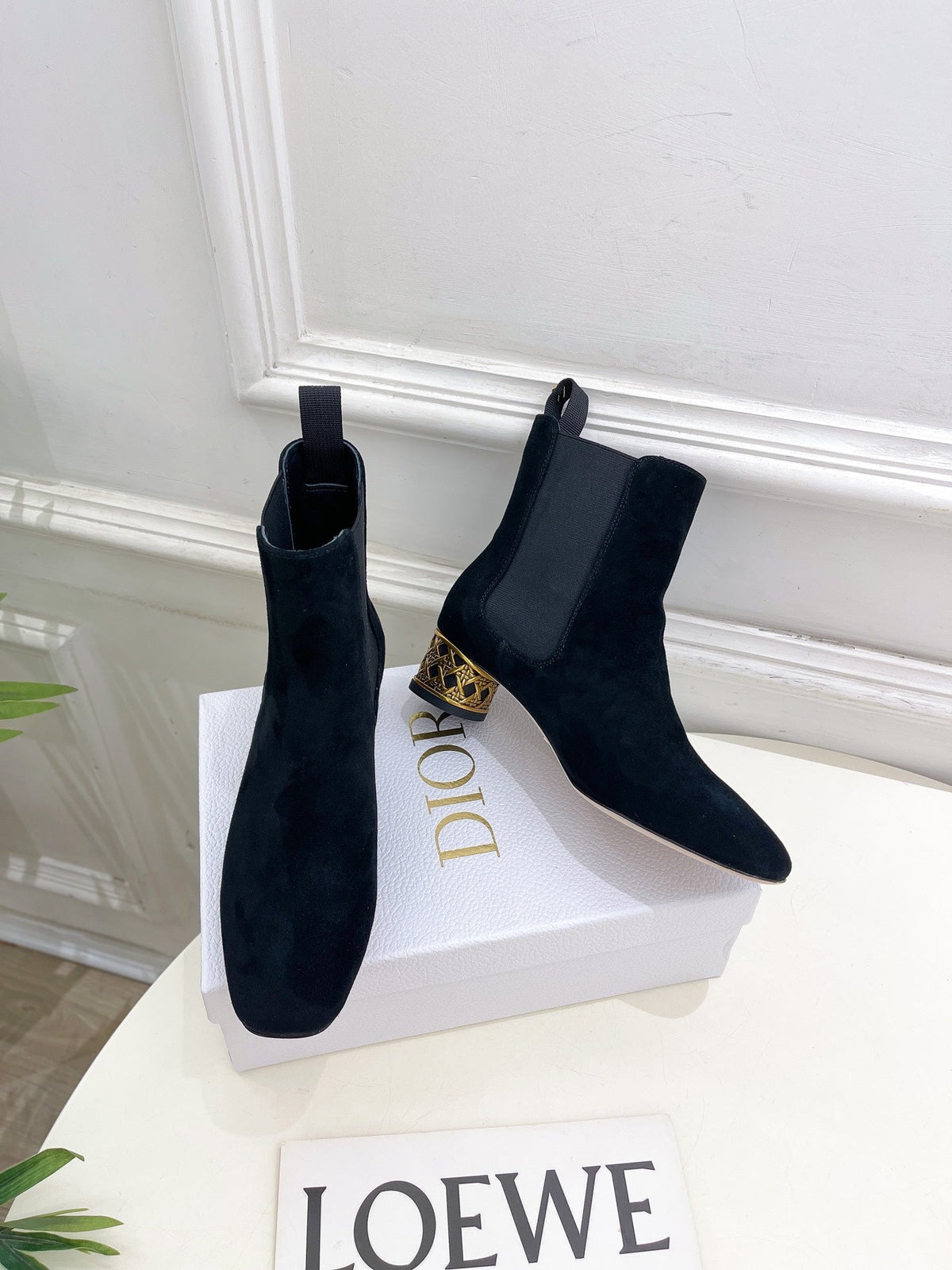 CD Icon Heeled Ankle Boot 40mm Black Suede