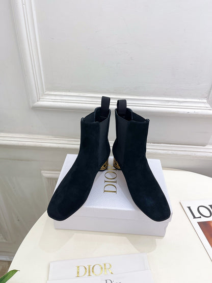 CD Icon Heeled Ankle Boot 40mm Black Suede