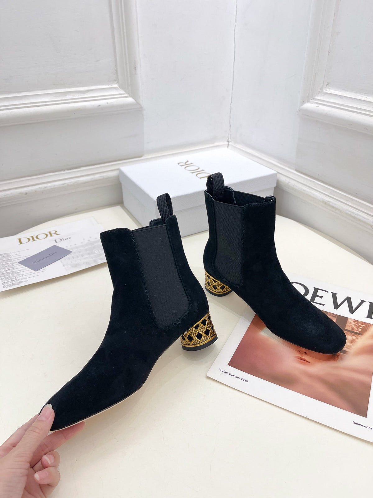 CD Icon Heeled Ankle Boot 40mm Black Suede