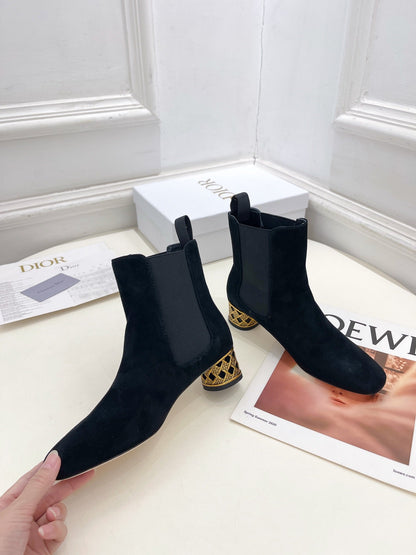 CD Icon Heeled Ankle Boot 40mm Black Suede
