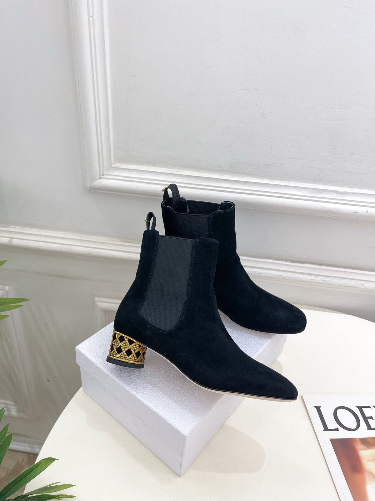CD Icon Heeled Ankle Boot 40mm Black Suede