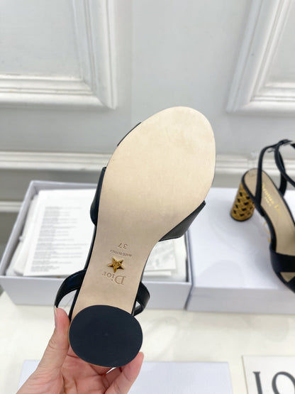 CD Icon Heeled Sandal 80mm Black Calfskin