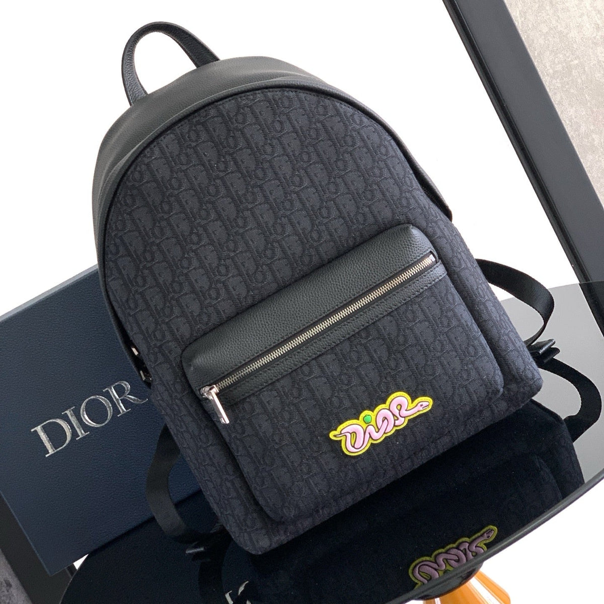 Dior Rider 2.0 Zipper Backpack Black Cowhide 336219